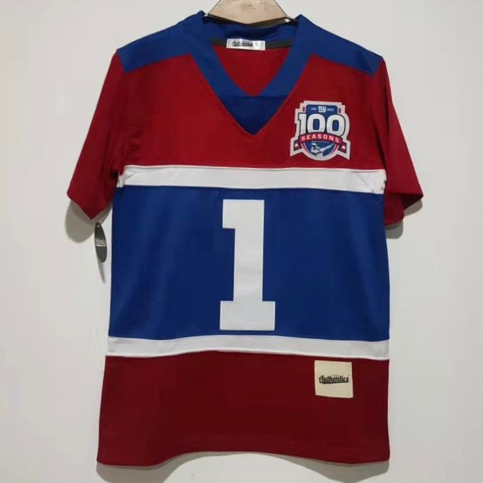 Malik Nabers YOUTH New York Giants Jersey 100 years patch Century Red Classic Authentics