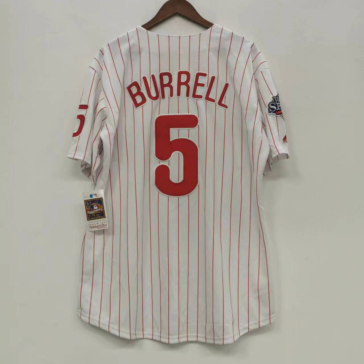 Pat Burrell Philadelphia Phillies Jersey white WS patch Classic Authentics