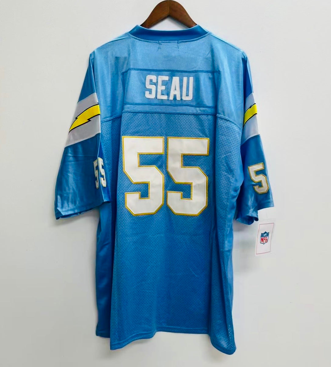 未使用品 NFL SEAU 55 starter製KOREA製 ゲームシャツ Junior Seau 1994 San Diego Chargers Official NFL Mitchell & Ness