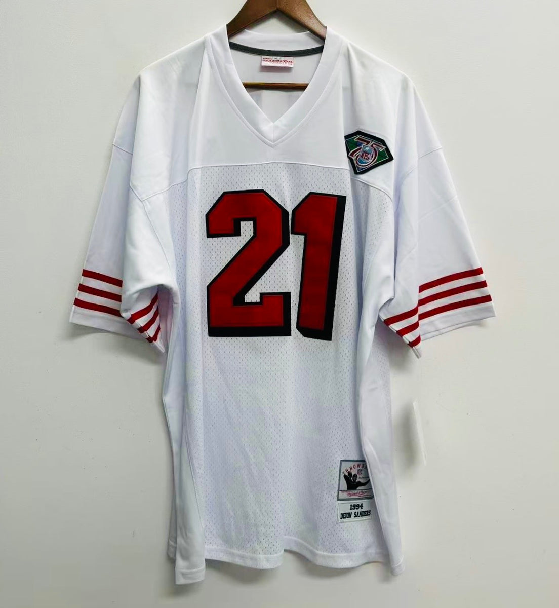 Deion Sanders San Francisco 49ers Jersey 1994 Mitchell Ness white