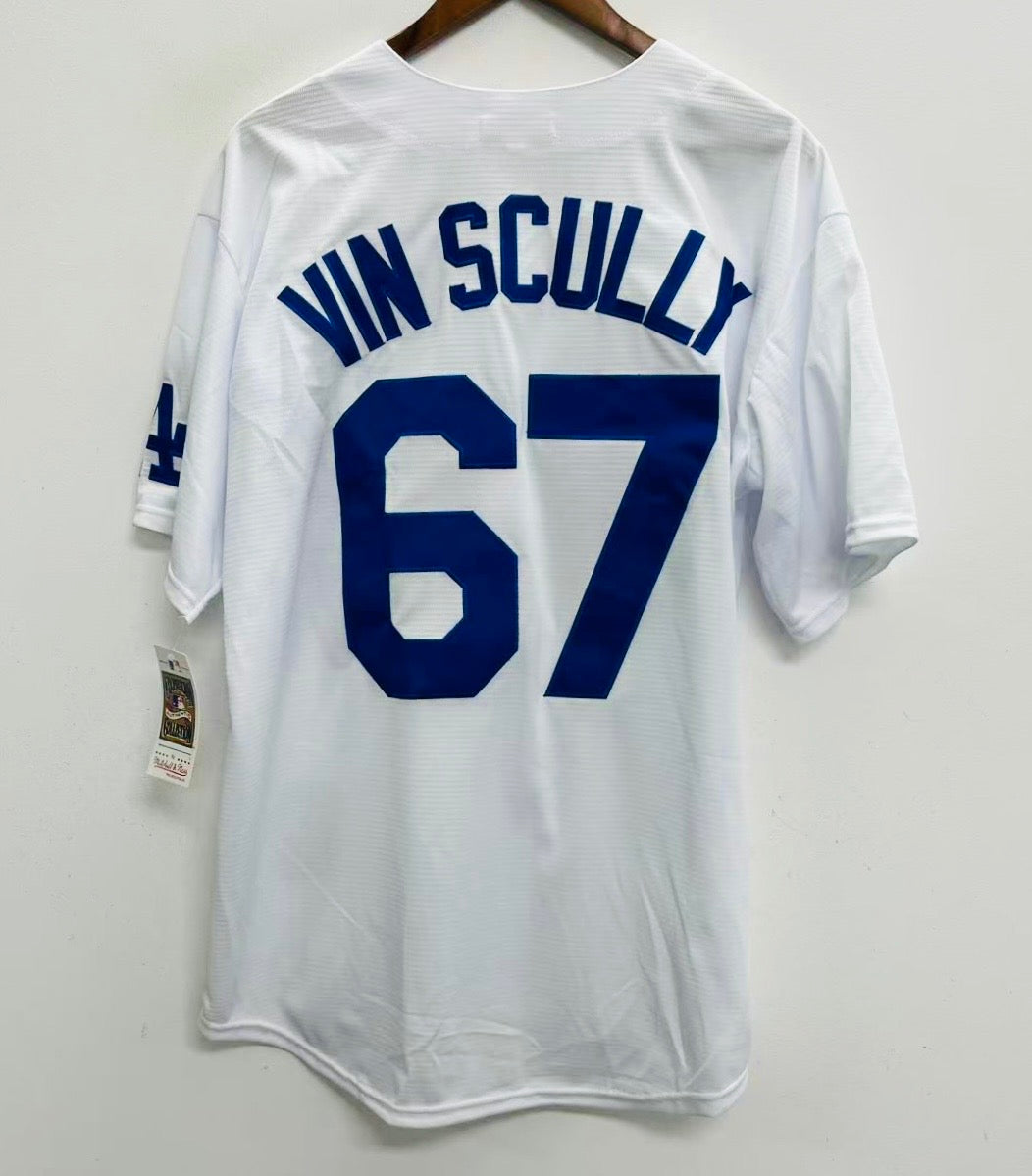 Vin Scully Los Angeles Dodgers Jersey Mitchell & Ness whites