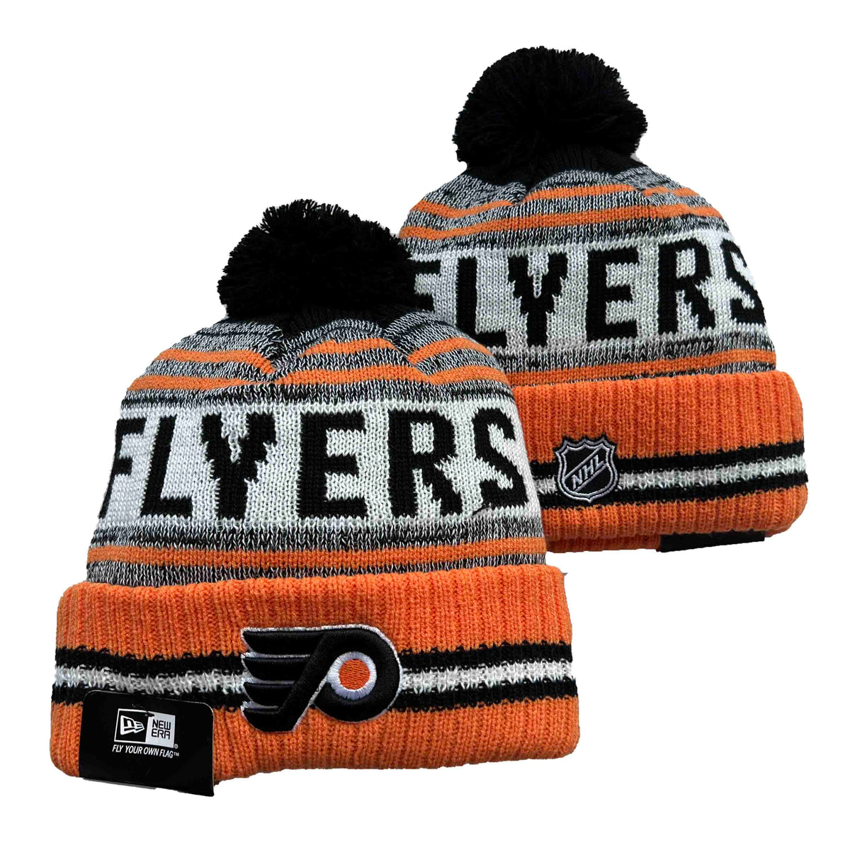 Vintage Philadelphia Flyers Patch Cable Knit Pom Pom Hat Philadelphia Flyers Cuffed Pom Knit Beanie | Desertcart Brunei main image 4