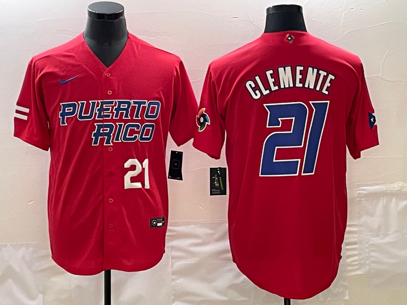 Clemente Jersey Puerto Rico Blue Clemente 21 Molina Team Puerto