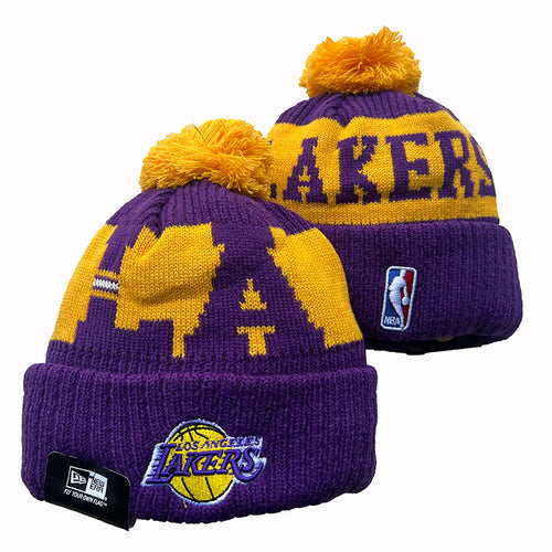 Los Angeles Lakers NBA New Era winter Hat with Pom Pom