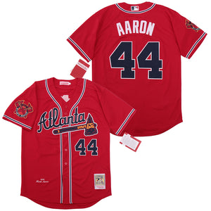 Hank Aaron Atlanta Milwaukee Braves Jersey 1974 Mitchell & Ness Red