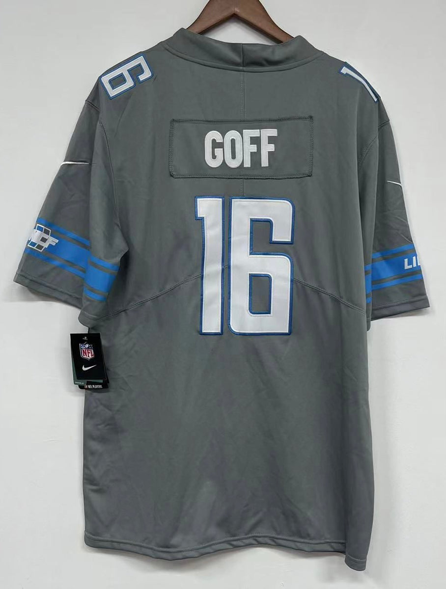 Detroit Lions No16 Jared Goff Anthracite Salute to Service Men's Stitched Limited Therma Long Sleeve Jersey