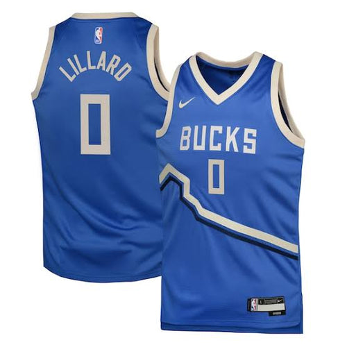 Damian Lillard Milwaukee Bucks City Edition YOUTH KIDS Official NBA Nike Jersey