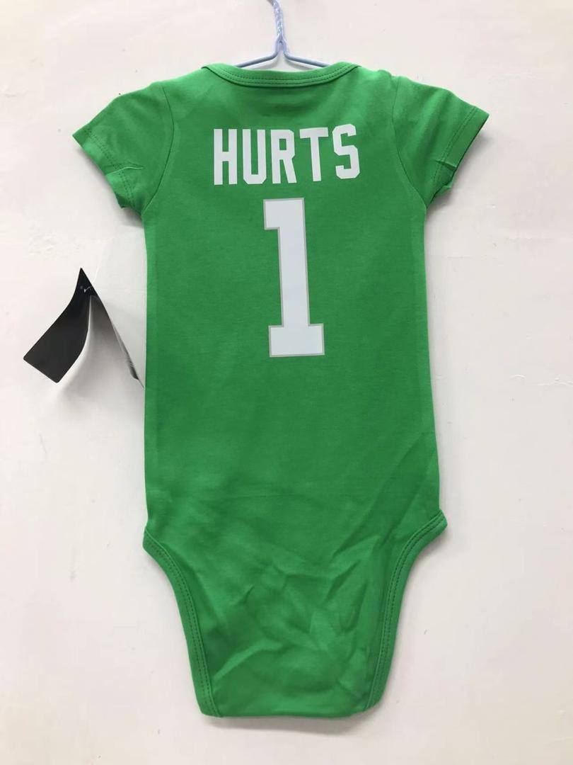 Philadelphia Eagles Jalen Hurts Kelly Green baby onesie creeper snap suit b/t