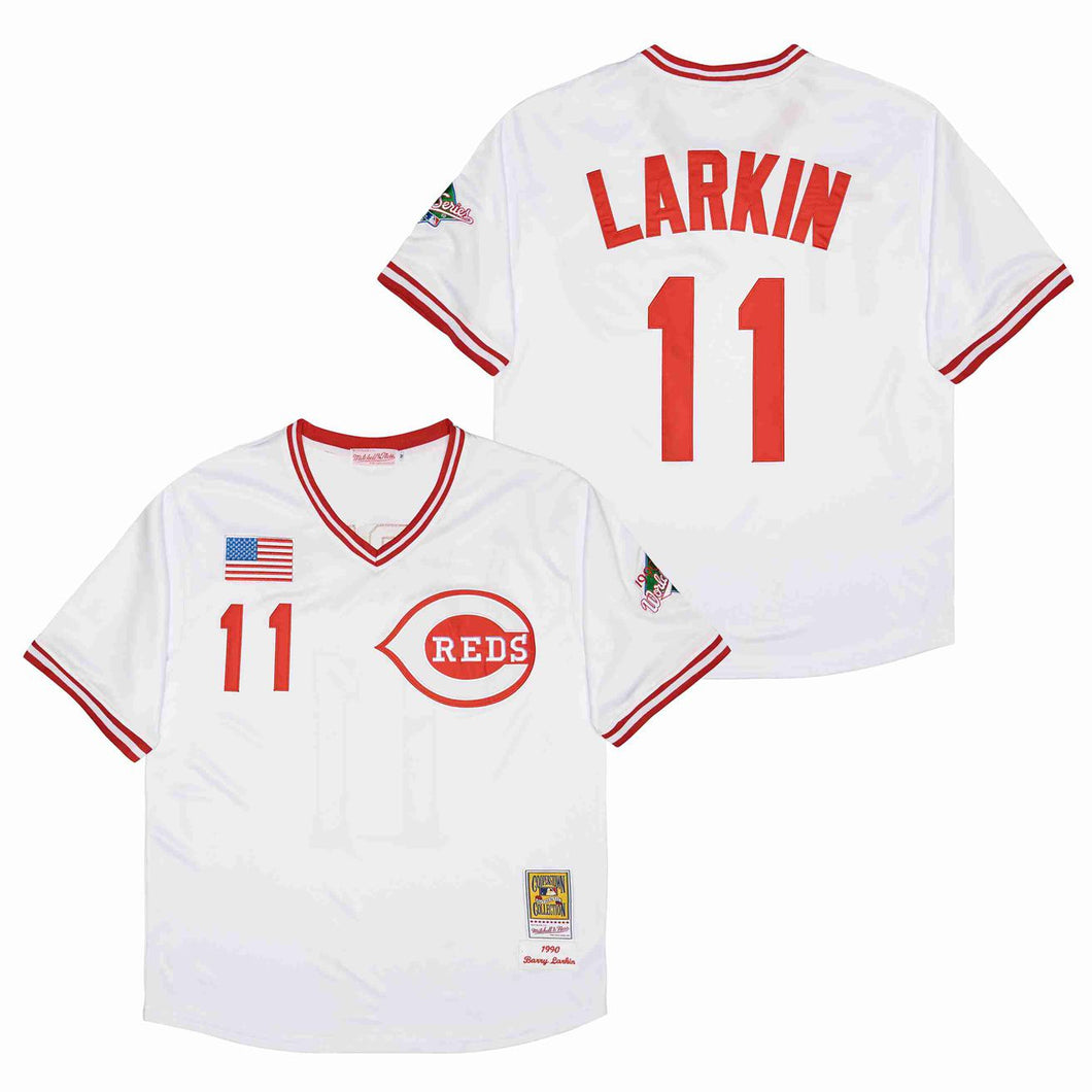 Barry Larkin Cincinnati Reds Jersey Mitchell & Ness white