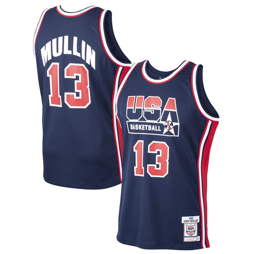 Chris Mullin USA Olympic Basketball Jersey Mitchell & Ness blue
