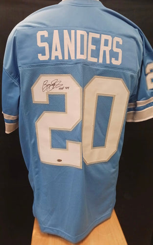 Barry Sanders Detroit Lions autographed custom jersey COA