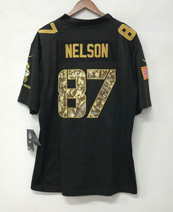 Jordy Nelson Green Bay Packers military salute to service Jersey Black