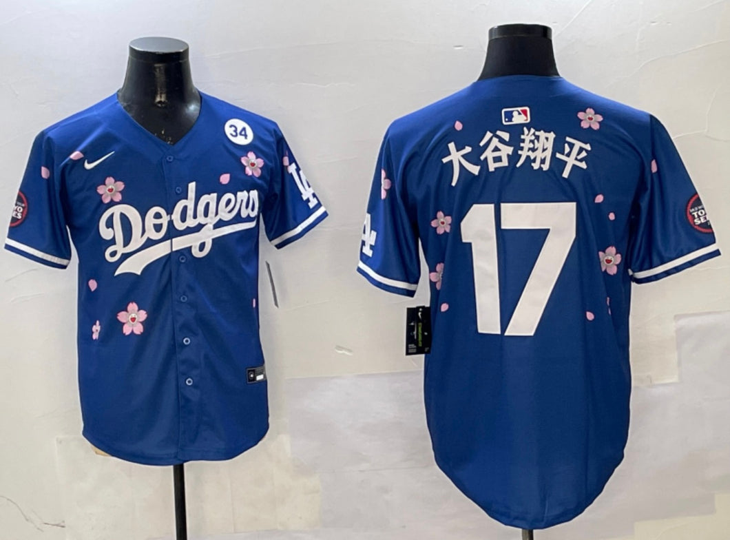 Shohei Ohtani Los Angeles Dodgers Official MLB Nike jersey flowers