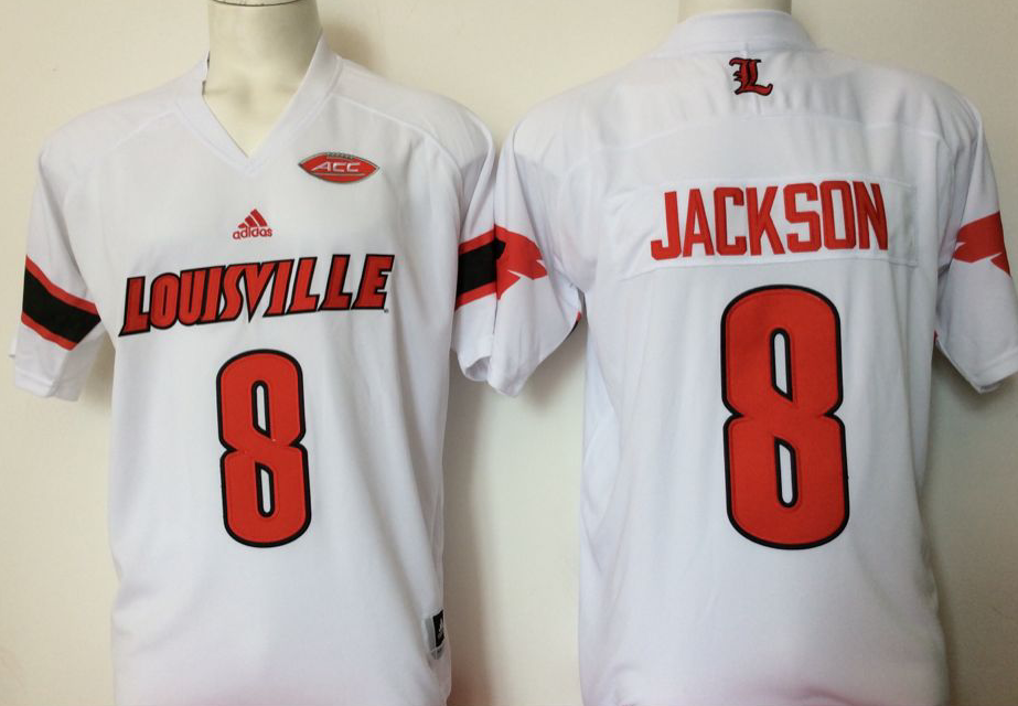 adidas Louisville Cardinals White Football Jersey Lamar Jackson #8 NWT  Large Men