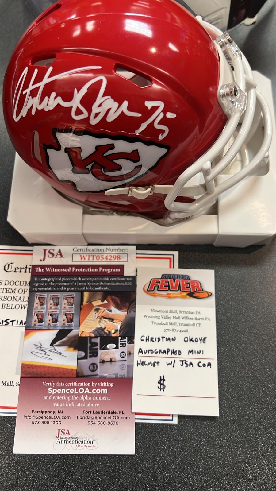 Christian Okoye Autographed Kansas City Chiefs Mini Helmet with COA