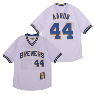 Hank Aaron Milwaukee Brewers Jersey Mitchell & Ness white