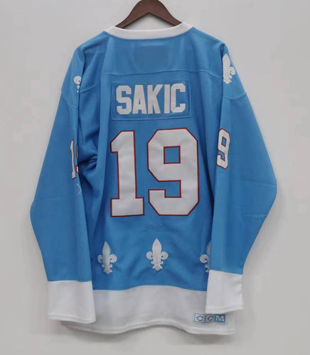 Joe Sakic Quebec Nordiques Jersey light blue