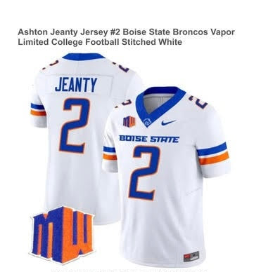 Ashton Jeanty Boise State Broncos Official NCAA Nike Jersey White