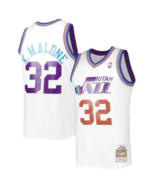 Karl Malone Utah Jazz Jersey Mitchell & Ness White