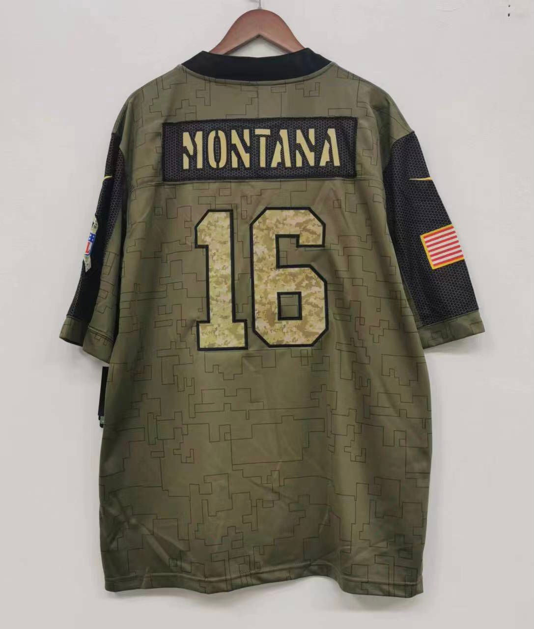 Nike San Francisco 49ers No16 Joe Montana Olive/Gold Men's Stitched NFL Limited 2017 Salute To Service Jersey