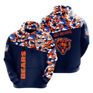 Chicago Bears color camouflage light weight hoodie