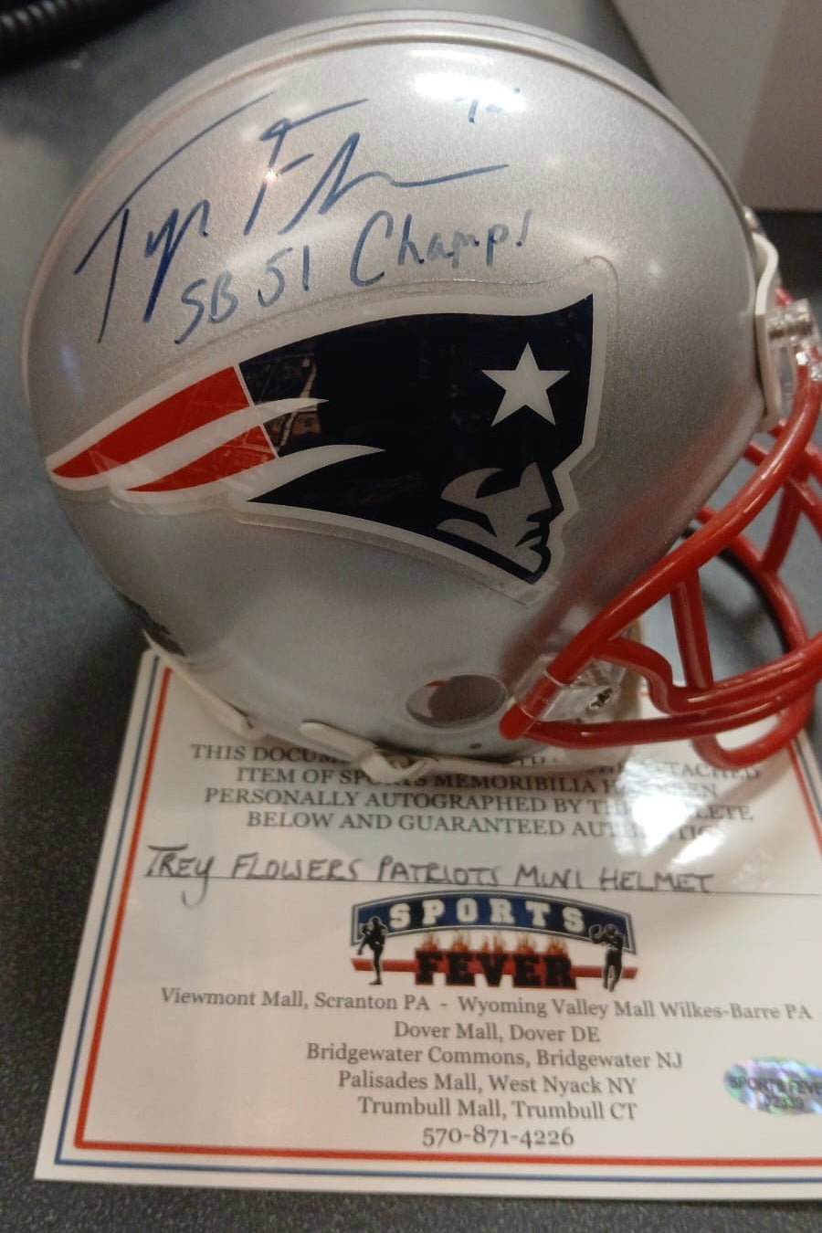 Trey Flowers Autographed New England Patriots Mini Helmet with COA