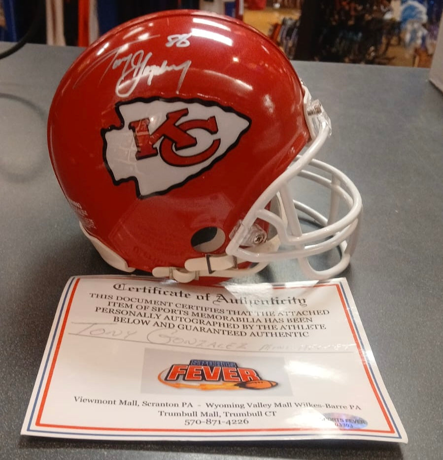 Tony Gonzalez Autographed Kansas City Chiefs Mini Helmet with COA Photo