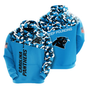 Carolina Panthers color camouflage light weight hoodie