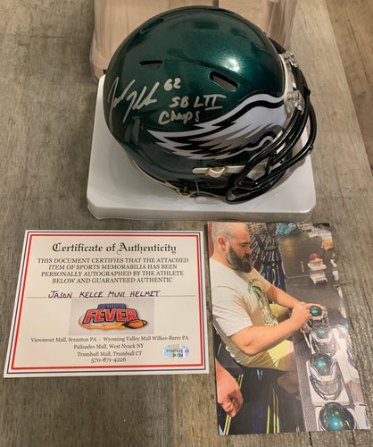 Jason Kelce Autographed Philadelphia Eagles Mini Helmet with COA Photo signing