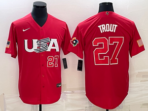 Mike Trout Team USA Baseball jersey Nike Red