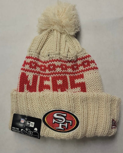 San Francisco 49ers NFL New Era winter Hat with Pom Pom cream color