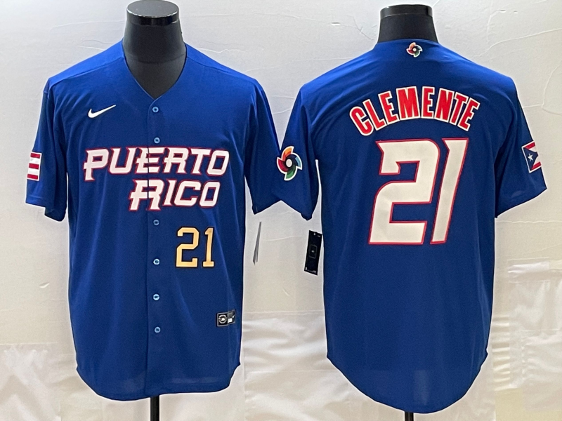 Roberto Clemente Puerto Rico jersey Nike Blue