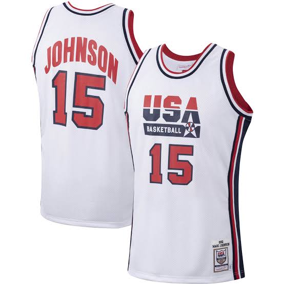 Earvin Magic Johnson USA Olympic Basketball Jersey Mitchell Ness