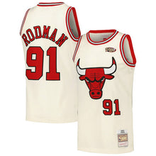 Dennis Rodman Chicago Bulls Official NBA Jersey Mitchell & Ness cream color