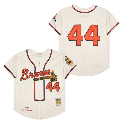 Hank Aaron Atlanta Milwaukee Braves Jersey 1957 Mitchell & Ness