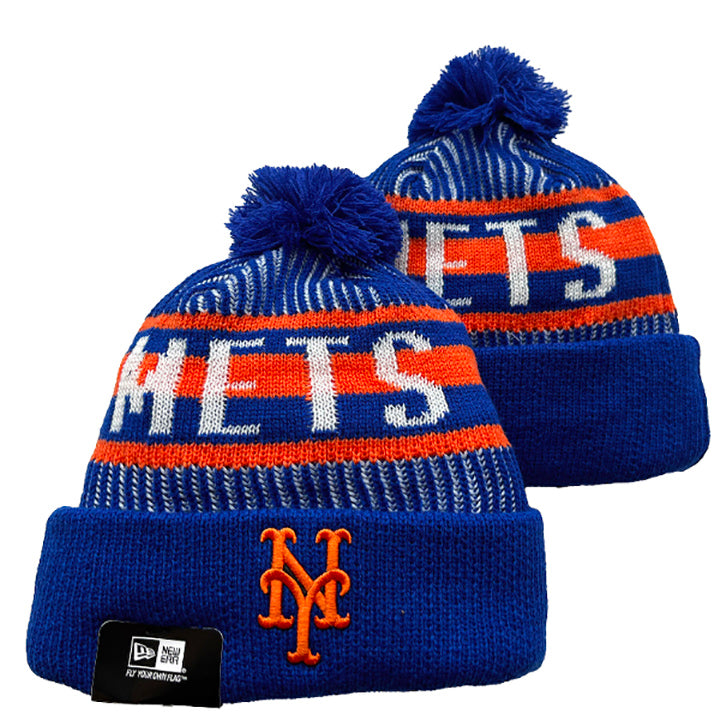 New York Mets MLB New Era winter Hat with Pom Pom