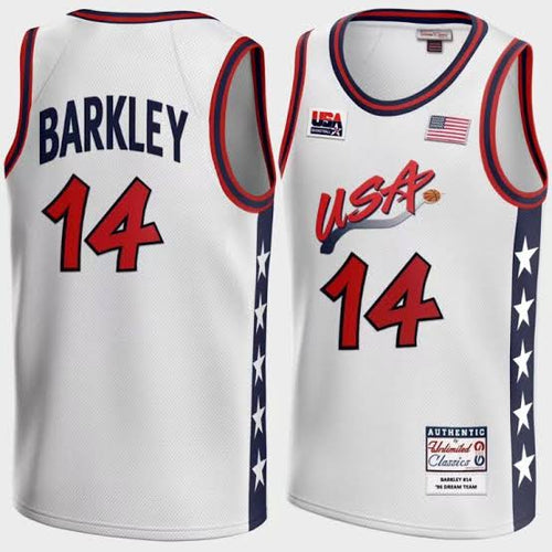 Charles Barkley USA Olympic Basketball Jersey Mitchell & Ness White