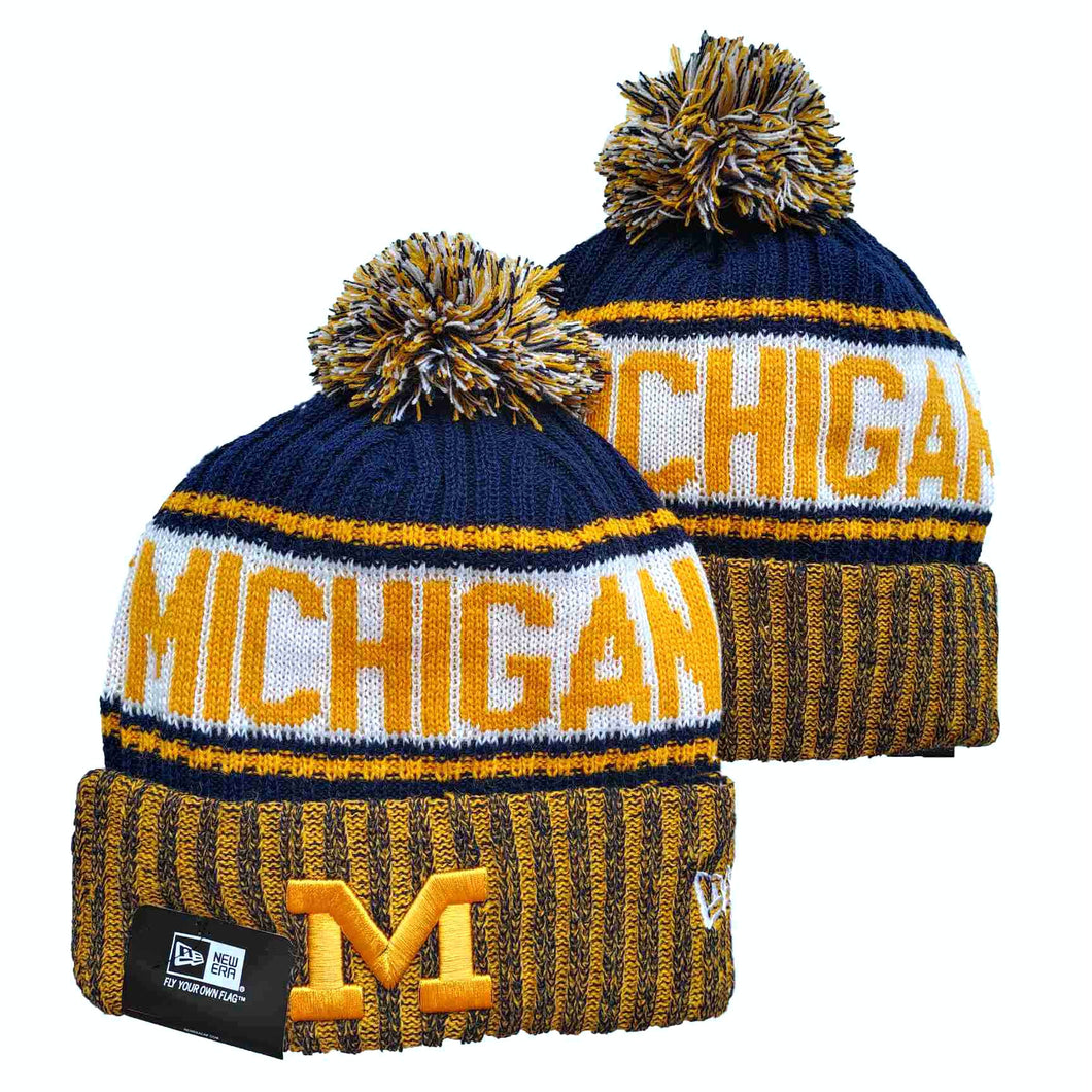 Michigan Wolverines NCAA New Era winter Hat with Pom Pom