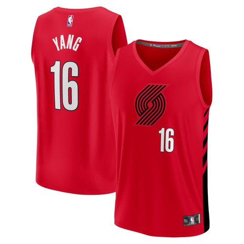 Yang Hansen Portland Trailblazers Official NBA Fanatics Jersey red