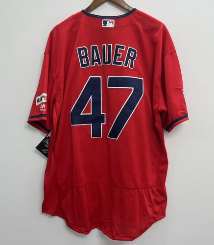 Trevor Bauer Cleveland Indians Official MLB Majestic jersey red
