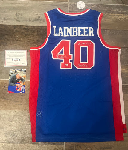 Bil Laimbeer autographed Detroit Pistons jersey COA Photo signing