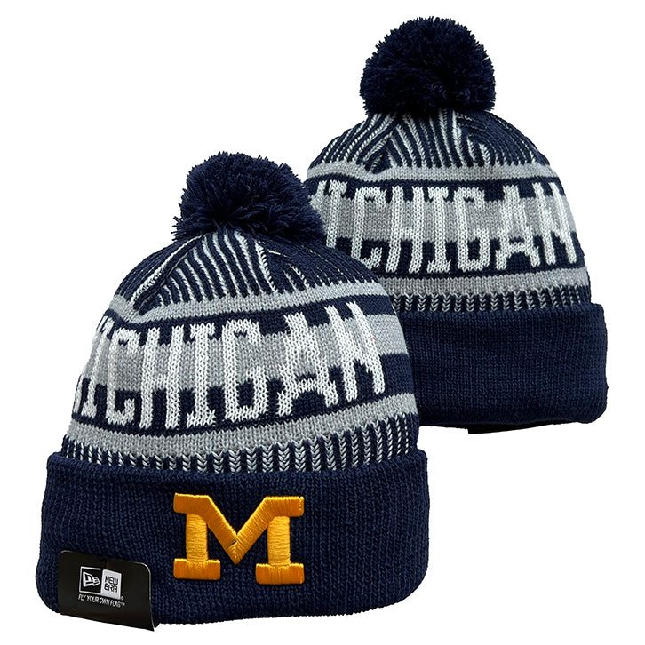 Michigan Wolverines NCAA New Era winter Hat with Pom Pom