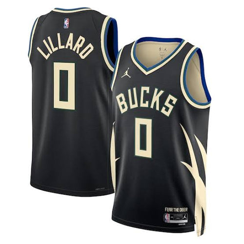Damian Lillard Milwaukee Bucks YOUTH KIDS Official NBA Nike Jersey Black