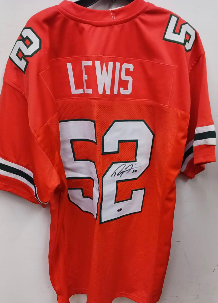 Press Pass Collectibles Miami Ray Lewis Authentic Signed Green Pro Style Jersey Autographed BAS Witness