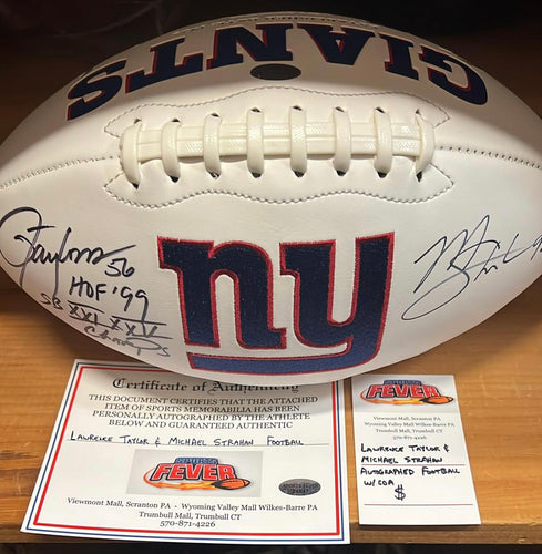 Lawrence Taylor & Michael Strahan Autographed Football with COA