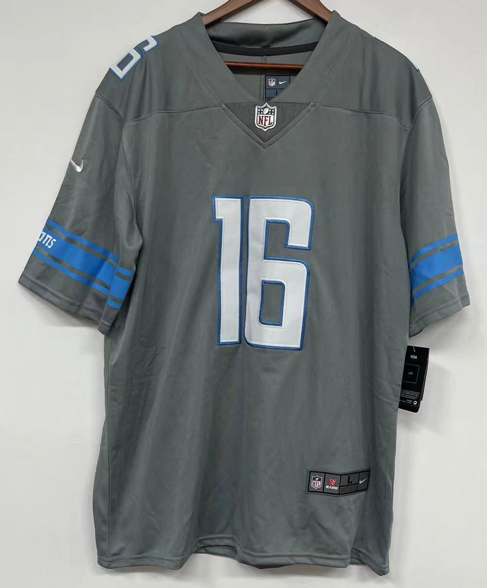 Detroit Lions No16 Jared Goff Gray Men's Stitched Limited Rush Jersey