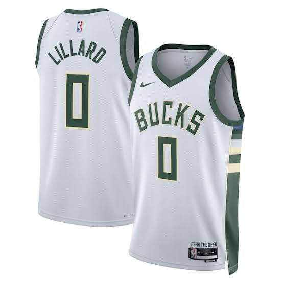 Damian Lillard Milwaukee Bucks YOUTH KIDS Official NBA Nike Jersey White