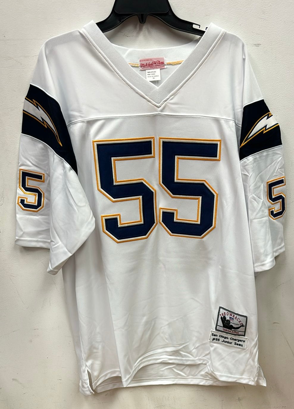 Chargers No55 Junior Seau Men's Nike White Golden Edition Vapor Limited 100 Jersey