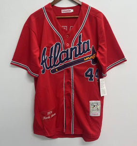 Hank Aaron Atlanta Milwaukee Braves Jersey 1974 Mitchell & Ness Red