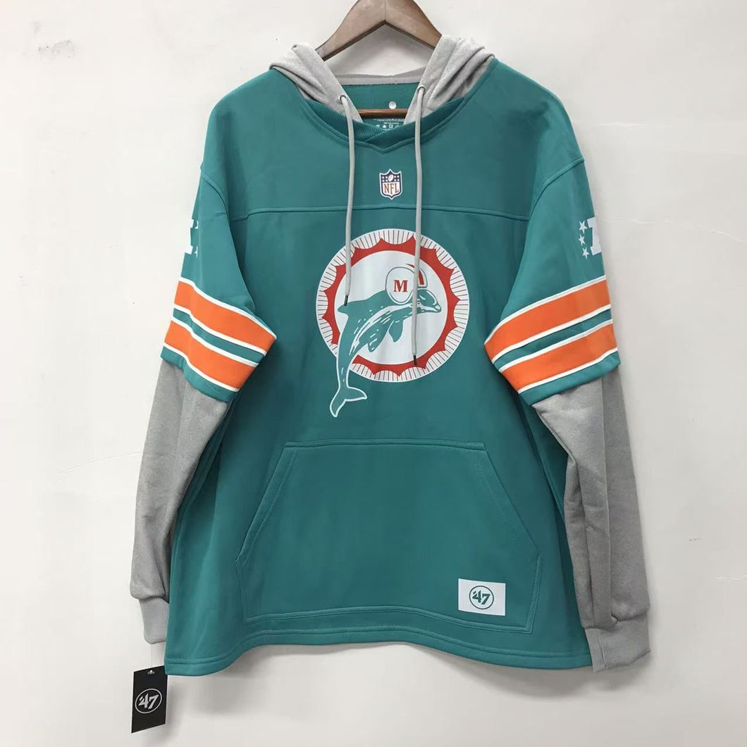 Miami Dolphins Retro logo Official NFL 47 brand hoodie